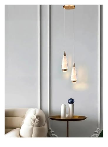 Suspension LED 3 lampes en cristal doré pour îlot de cuisine et chevet