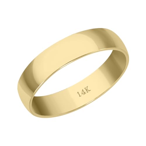 TimeLess Classics Solid 14K Yellow Gold Plain Wedding Band Available in 1MM-5MM Gold Jewelry For Men Women