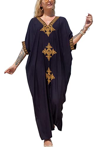 L-Peach Vestido de Playa Ropas Bordado Caftán para Mujer Kimono Bikini Cover Ups Pareos Batas Cover