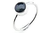 Steingröße: Ø 7 mm Ring Silber 925 Sterlingsilber Onyx schwarz Stein (Nr: MRI 78), Ringgröße:50