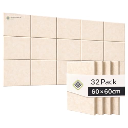 Image of YGM Acoustic Foams Luxury PET Felt Acoustic Self Adhesive Panels, 10 MM Thick, Sound Absorbing Panels for Wall | Room Noise Reducer & Sound Dampening (Beige, 2x2 Foot - 32 Panels)