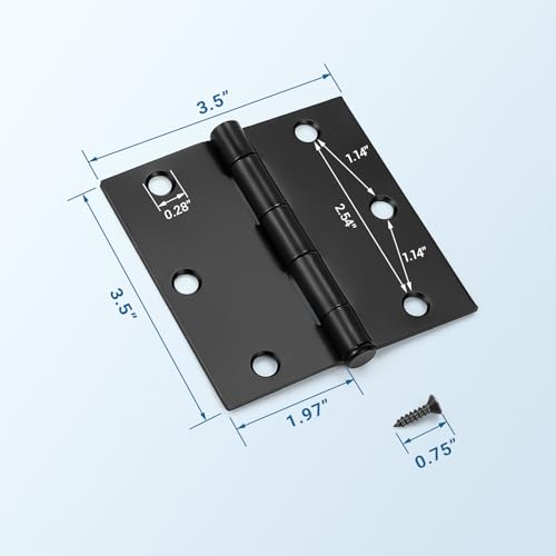 Knobwell LJ-DH3535-ORB-00-18PACK-0 18 Packs Matte Black Door Hinges, 3.5 Inch X 3.5 Inch Interior Door Hinges With Square Radius In Black thumb #4