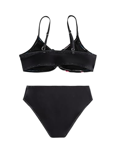 Image of COZYEASE Girls' 2 Piece Ditsy Floral Print Knot Front Ruched Triangle Bikini Swimsuit