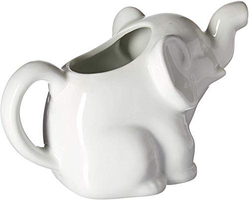 HIC 2 Piece Elephant Sugar Bowl and Creamer with Handle Set, Fine White Porcelain - Thumbnail 5