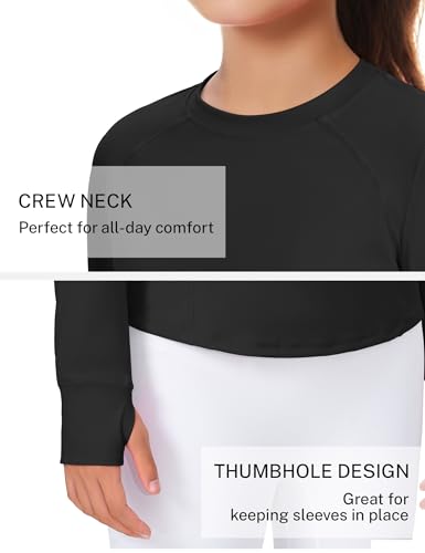 JOCMIC Girls Long Sleeve Shirts Athletic Shirt with Thumb Holes Kids Crew Neck Basic Tee Tops for Sports Gym Yoga4