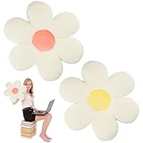 Contenu du colis : Vous recevrez deux coussins en forme de fleur : un blanc cassé avec des pétales jaunes et un blanc cassé avec des pétales roses. Chaque coussin mesure 40 cm x 40 cm, ce qui en fait une taille idéale pour un coussin