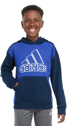 Adidas Youth Boy's Fleece Long Sleeve Graphic Logo Pullover Hoodie (US, Alpha, Medium, Regular, Blue Royal)