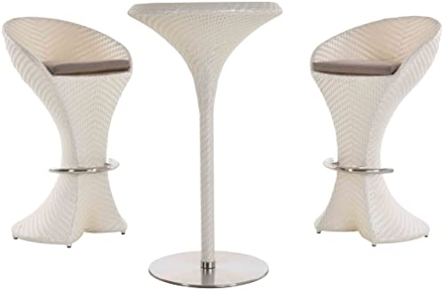 Krines Home Outdoor Gartenmöbel Wing Bartisch mit 2X Barhocker wetterfest...