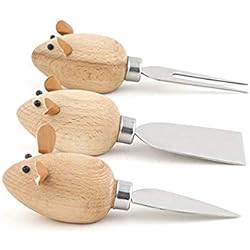 Kikkerland 2454140031 - Set de 3 Cuchillos para Queso Mouse