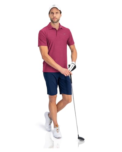 Image of Three Sixty Six Golf Shirts for Men - Dry Fit Short-Sleeve Polo, Athletic Casual Collared T-Shirt, Magenta, 3X-Large