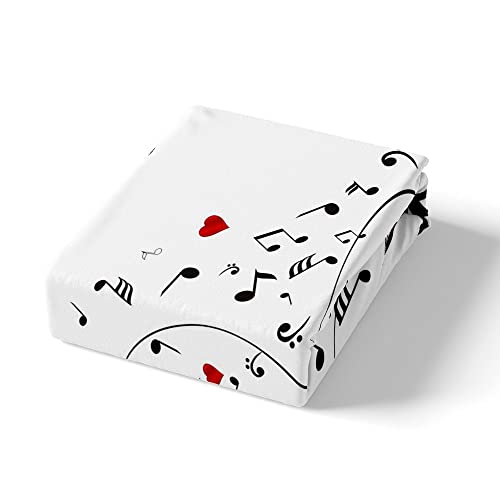 Feelyou Music Bed Sheet Set Musical Bedding Sheets For Kids Boys Girls Music Note Bedding Fitted Sheet Music Cat Illustration Bed Cover 1 Bed Sheet Set With 1 Pillowcase Twin Size #TOP3