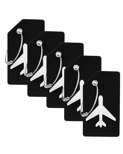 Image of Silicone Luggage Tag for Suitcases with Stainless Loop, TSA Approved, Privacy Protection Travel Essentials Bag Tags by Gostwo, Black, 3.6 inchx 2 inch x 0.25 inch