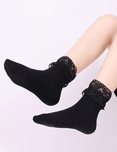 Women Lace Ruffle Socks Fashion Fancy Lovely Girl Socks 3 Pairs3