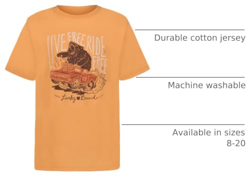 Image of Lucky Brand Boys' Short Sleeve Graphic Crew Neck T-Shirt, Soft, Comfortable, Relaxed Fit