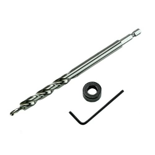 Miniatura 8 de Acxico Juego de 2 brocas hexagonales de 38 pulgadas (0.374 in) para agujero de bolsillo, kit de guía de plantilla