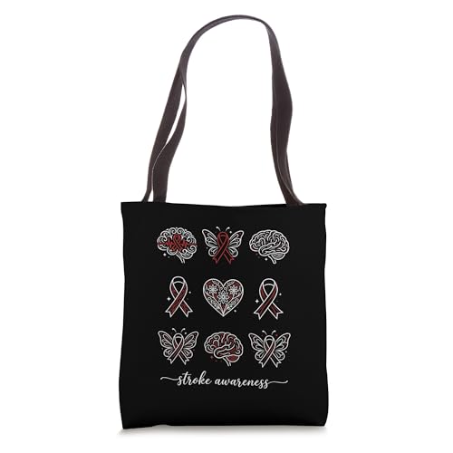 Bolso Tote Brain Heart Butterfly Red Ribbon Stroke Awareness miniatura 1