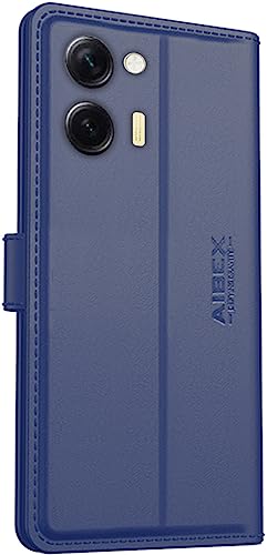 Image of AIBEX Compatible for Vivo Y36 4G Flip Cover Leather Finish | Inside TPU with Card Pockets | Wallet Stand | Complete Protection Flip Case - Blue