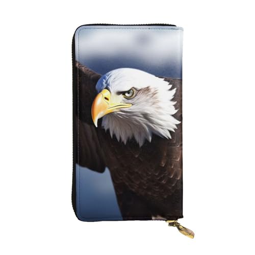 Porte-monnaie avec fermeture éclair Eagle grand portefeuille long en cuir contre la perte