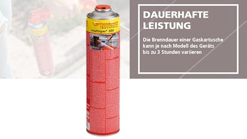 ROTHENBERGER Industrial Multigas 300 Gas Kartusche | 600 ml | 338g | Anschluss: 7/16“ EU | Norm EN 417 selbstverschließend | 4 Stück 3
