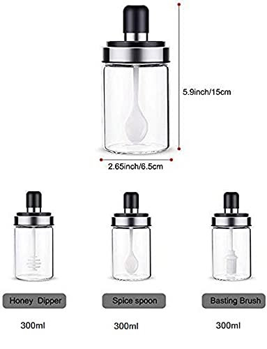 ADDCART Borosilicate Glass Pickle, Ghee, Honey Jar Set of 3 Oil Dispenser Honey Dispenser Bottle Kitchen Seasoning Bottle Food Storage Jar Spice Jars Pickle Jar Borosilicate Glass Jar (250 ML)