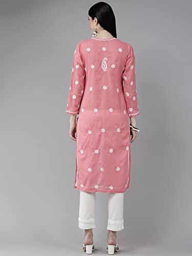 Image of Ada Women's Cotton Regular Fit Tunic Hand Embroidered Lucknowi Chikankari Ethnic Wear Kurta Kurti A130717