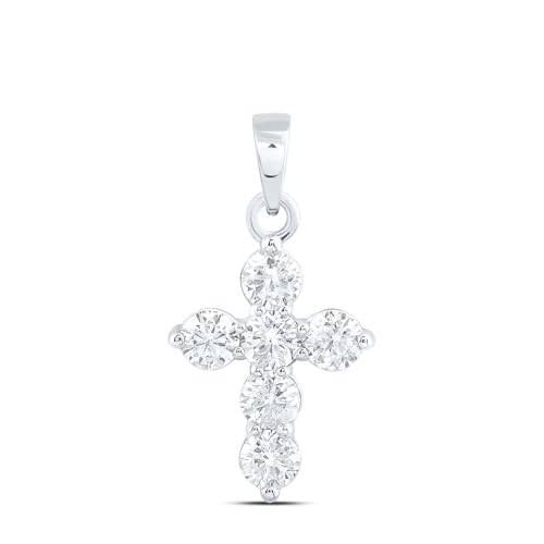 Jewels By Lux 14K White Gold 3/4Ctw Natural Diamond Cn Fashion Cross Pendant