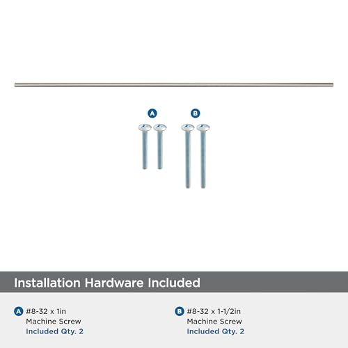 Image of Amerock 30-1 /4 inch Bar Pulls Satin Nickel Drawer Pull | 30-1 /4 inch (768mm) Center-to-Center Mounting Distance and 33-7 /16 inch Overall Length, Durable Carbon Steel Cabinet Hardware