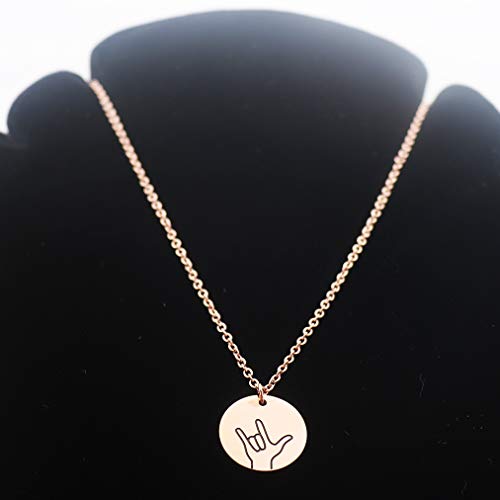 Beeshion Hand Gestures Necklace I Love You ASL Sign Necklace Gift for Besties Sisters Daughters2