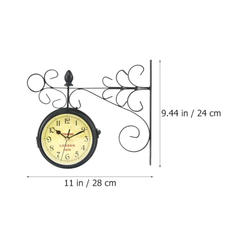 Reloj de Pared Retro de Hierro OSALADI Doble Cara Vintage miniatura 2