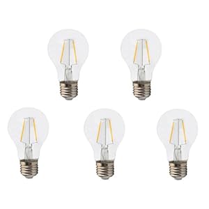 5-pack dimbaar AC 110-130V 2W A60 E26 schroef LED klassieke gloeilamp, 20W gloeilampen vervanging, warm wit 2700K