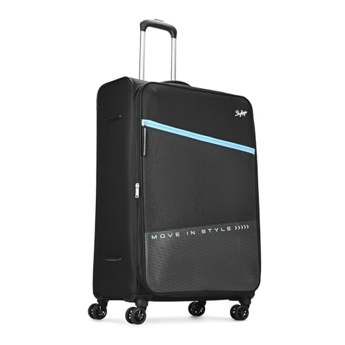Image of Skybags Genesis Large Size Soft Luggage (79Cm) | Soft Luggage Trolley with 8 Wheels and 3 Digit Combination Lock | Black | Unisex