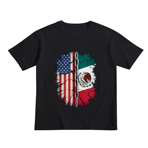 Cool Half Mexican and American Mexico America USA Flag T Shirt Kids for 4-13 Years Old Children