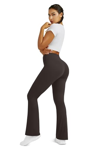 Image of Flare Leggings for Women Yoga Pants with Pockets High Waisted Crossover Flare Leggings Bootcut Casual Yoga Pants