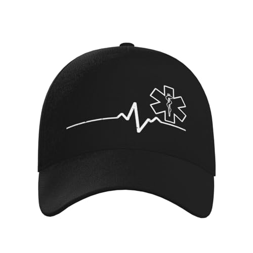 Paramedic Heartbeat Thin White Line Baseball Hats for Men and Women - Classic Adjustable Hats2