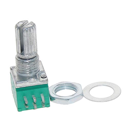 Fielect 5Pcs 20K Ohm 6 Pins Shaft Rotary Linear Seal Dual Taper Audio B Type Potentiometer, Volume Control Potentiometer B20K Rk097G #TOP29