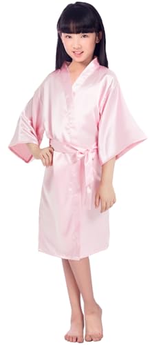 Kids Girl's Silky Satin Kimono Robe for Spa Wedding Birthday Party Child Children's Gifts