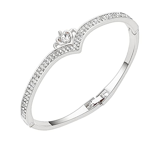 Fashion Girl - Pulsera de oro rosa popular con anillo de Europa y los Estados Unidos a la moda con forma de corazón incrustada, pulsera de corona incrustada, versión coreana de relojes unisex simples
