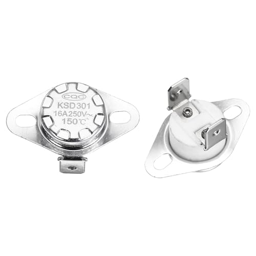 sourcing map KSD301 Thermostat 150°C/302°F 16A Normally Closed N.C Temperature Switch for Microwaves,Oven,Coffee Maker 8 Pcs,Ceramic Material