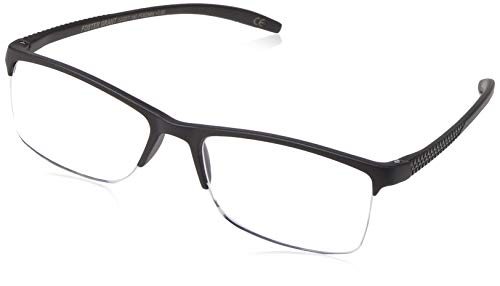 Foster Grant Men's Paolo Square Reading Glasses, Black/Transparent, 52 mm + 3