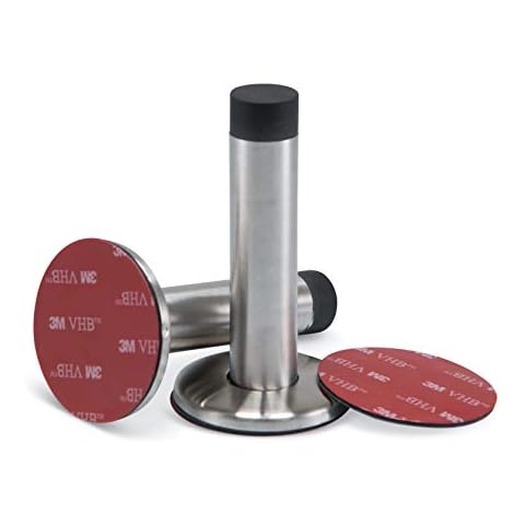Dove Factor Adhesive Mounted Stainless Steel Door Stop, Long Door Stopper with Sound Dampening Bumper Top (Pack of 2) Cover