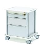 Under-Counter Cart with Drawers and Casters, White (3 Drawers)