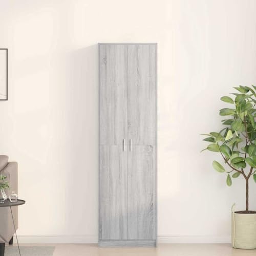 Nqyjm Armario gris Sonoma 55 x 25 x 189 cm Armario de almacenamiento de madera para dormitorio, pasillo, sala de estar, oficina