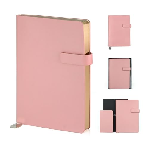 WETLOTE A5 Cuaderno, diario de tapa blanda, 106 páginas, papel rayado con cierre, cinta marcapáginas, bolsillo interior, para el colegio, la oficina y los viajes, 14 x 21 cm, rosa