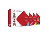 SUBLIJET HD Ink Cartridges for Sawgrass Virtuoso SG400/SG800 - COMPLETE SET (CMYK) - WITH 110 SHEETS OF SUBLIMATION PAPER (Made in Japan) Eventprinters brand.