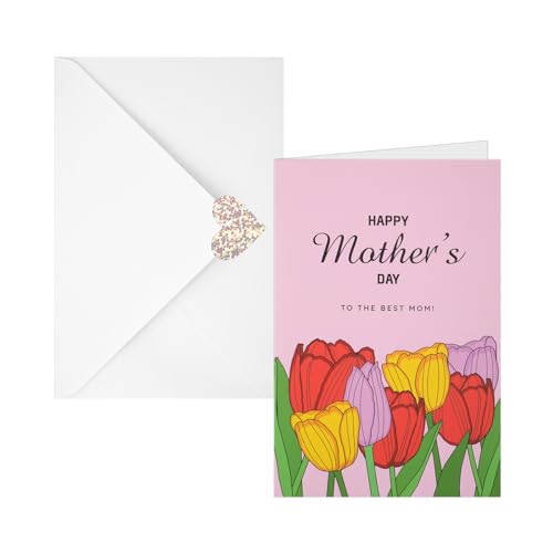 XIHIRCD Tarjeta de Día de la Madre, Mejor Tarjeta para Madre con Sobres y Pegatina de Corazón Patrón de Flores Tarjeta de Felicitación para Mamás Regalo Día de la Madre para Mamá Abuela(Estilo 6)