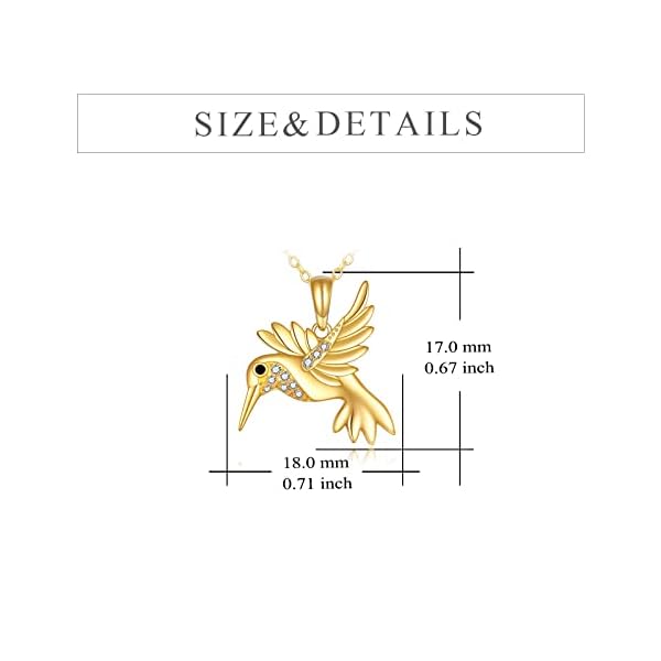 KECHO Pig/Hummingbird/Owl/Wolf/Cat Paw Pendant Necklace,14k Yellow Gold Fine Animal Necklace Jewelry Gifts for Women Gold Chain Length 16+1+1" - Image 5
