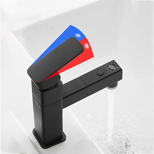 Mitigeur de lavabo avec 3 modes de sortie d'eau et bec orientable en laiton robuste