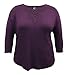 LEEBE Women's Plus Size Round Neck 3/4 Sleeve Crochet Shoulder Top (1X-5X) (3/4 SLV Dark Purple, 1X)