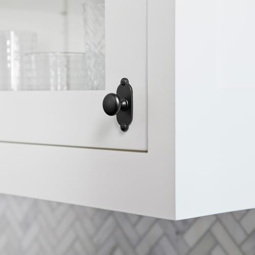 Image of Goo-Ki Black Zinc Alloy Cabinet Knob with Backplate - Single Hole Center Cabinet Pull Hardware for Bedroom, Kitchen, 6 Pack(8611-G013)