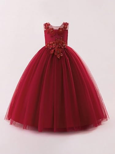 Teen Girls Large Mesh Long Dress Elegant Evening Gown for Performance4